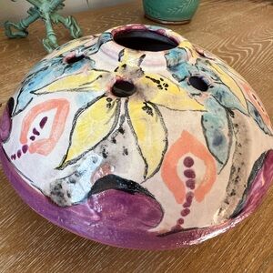 Handcrafted Floral Ceramic Vase - Multicolor